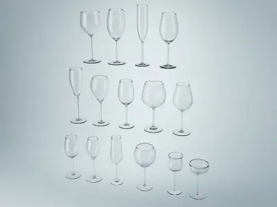 Set of Wine Glass 3D Model 3D model