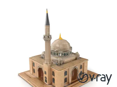Majestic Mosque with Minaret model pack Low-poly 3D model