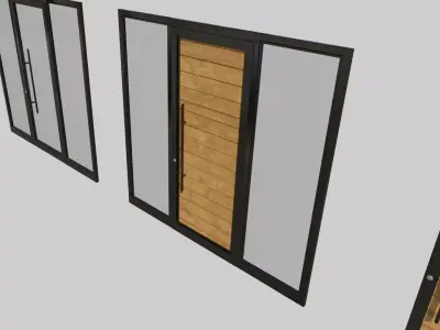 aluminum glass door collection Low-poly 3D model