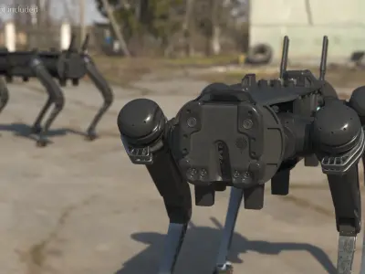  Robot Quadruped Mobile Platform Black Grey Simplified 