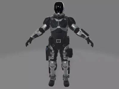 Cyberpunk Street Enforcer  Sci-Fi Soldier Character Low-poly 3D model