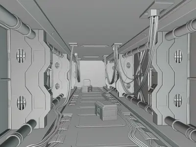 Scifi spaceship corridor 3D model