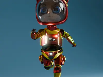 Ironman Space Cat Low-poly 3D model