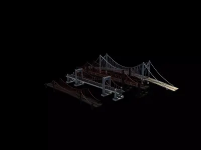 Suspension Bridge set 3D model