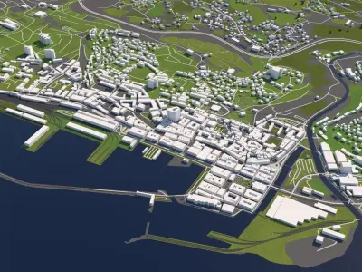 Rijeka Croatia 50x50km 3D model