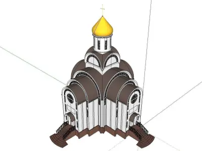 Architecture-Religion-God-Culture-Temple-080 church with gold... 3D model