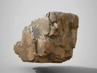 Blocky cliff Low-poly 3D model