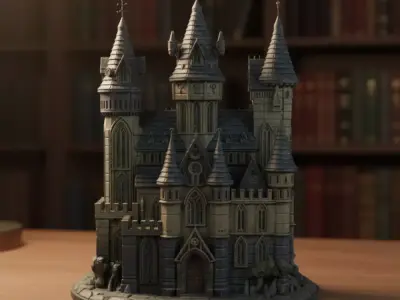 Wizard Fantasy Castle Inspired by Harry Potter 3D print model
