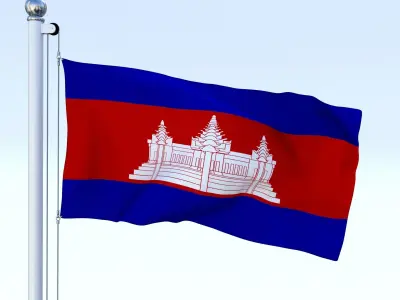 Animated Cambodia Flag Low-poly 3D model