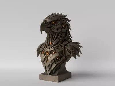 Cyber Eagle  Futuristic Mecha Bird Bust 3D print model