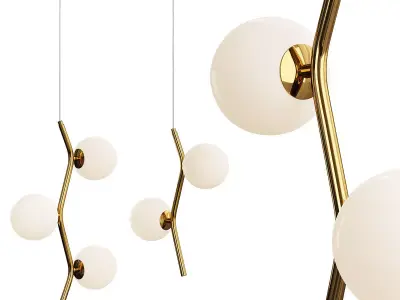MATHIA pendant light in brass with balls Low-poly 3D model