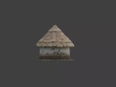 Rustic Straw Hut Low-poly 3D model