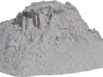 Forest Stump Rock Hill Low-poly 3D model