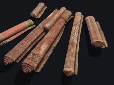 Folded Carpets Low-poly 3D model