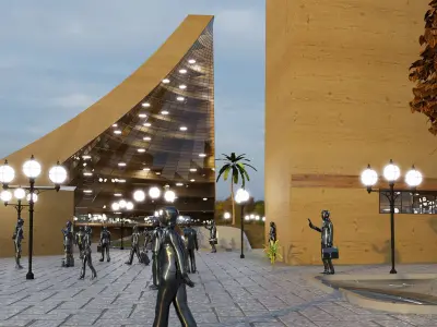 Dancing Tower 3D Model  Architectural Maquette rendering 3D model