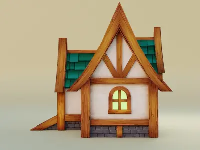 Low poly Cartoon House 4 Low-poly 3D model
