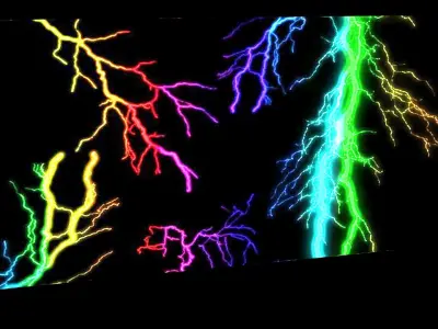 Rainbow Lightning Bolts 3D model