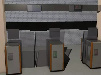 Tornglass security checkpoint at train station Free 3D model