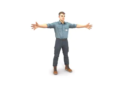 Factory Worker Realistic Character Model Low-poly 3D model
