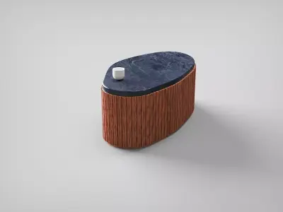 Table modern marble wood style decor 3D model