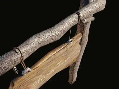 game ready road sign Low-poly 3D model