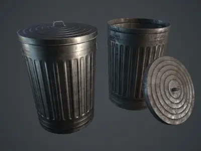 Trash Can PBR Game Ready Low-poly 3D model