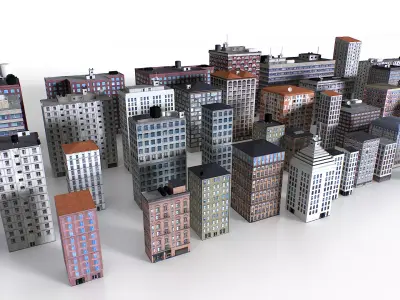 Out of bounds background buildings Low-poly 3D model