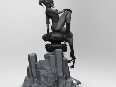 Starwars Imperial Admiral Girl and Probe-droid 3D print model