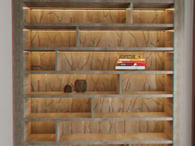 Wood wall shelving unit Free 3D model