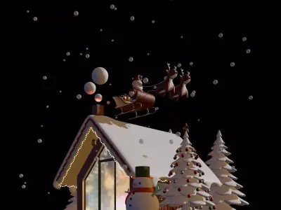 House In Winter Christmas 3D model