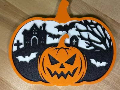 Layered Pumpkin Wall Art STL  3D print model