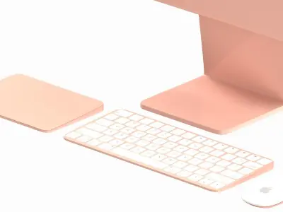 Apple iMac 2023 Orange 3D model