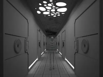 Animated Sci-Fi Corridor  Low-poly 3D model