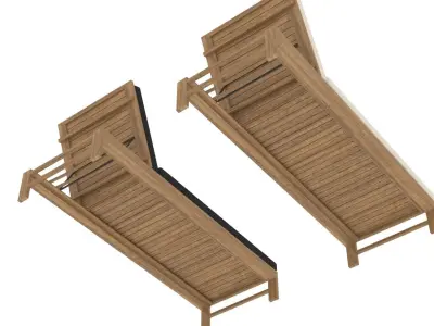 two sun loungers with adjustable back Low-poly 3D model