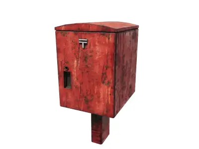 Japanese Rust Postbox Low-poly 3D model