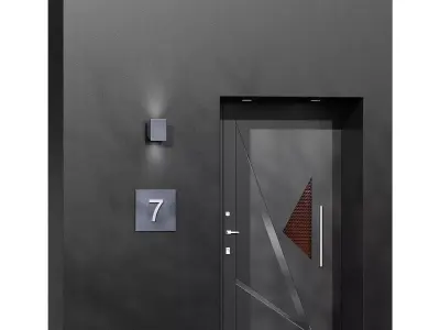 Modern entrance door Low-poly 3D model