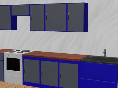 Kitchen furniture asset pack Low-poly 3D model