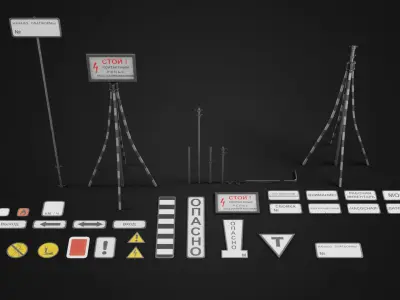 Signs For Subway Tunnels Low-poly 3D model