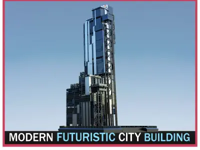 Futuristic Future Modern City Building Skyscraper 06 Low-poly 3D model
