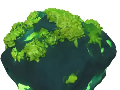 Glowing Mossy Alien Rock Formation Low-poly 3D model