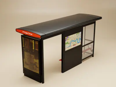 London City Bus Stop Shelter 3D model