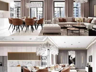 Living room interior design 3D model