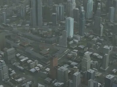 Foggy City Low-poly 3D model