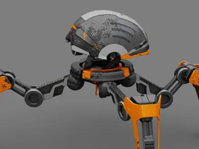 Spider Droid Combat rigged - animated character 3D model