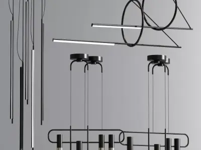 Modern Led Suspension Collection 3D model