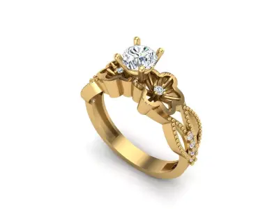 Solitaire ring  3D print model 4