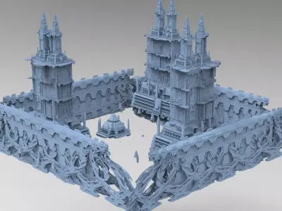 Forest Sci fi fi temple 4 3D model