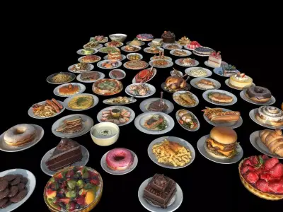 Food Pack Low-poly 3D model