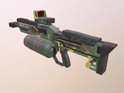 Heavy SCI-FI shotgun low poly game ready model Low-poly 3D model