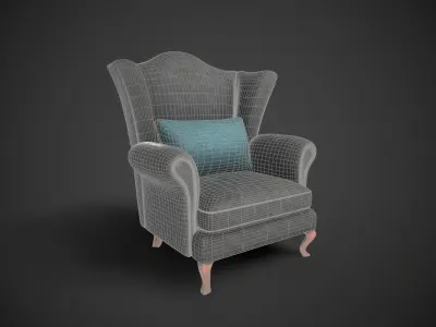 Wingback Chairs 010 Low-poly 3D model